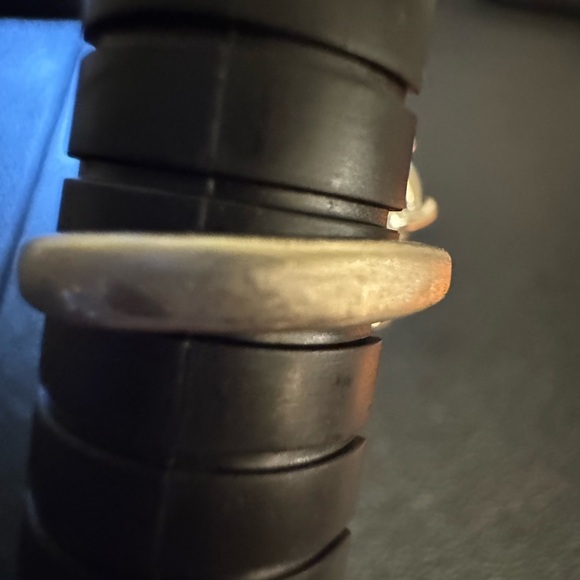 Silver tone blue and clear stones ring sz 6 - Picture 5 of 16